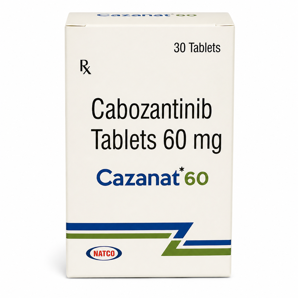 Cazonat 60 mg (Cabozantinib) tablets used for targeted treatment of advanced kidney cancer (renal cell carcinoma), liver cancer (hepatocellular carcinoma), and thyroid cancer including medullary thyroid carcinoma.